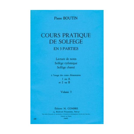 Pierre Boutin - Cours pratique de solfège Vol.3 - Recueil