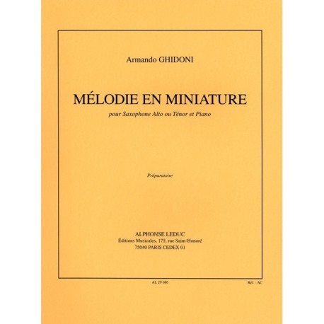 Ghidoni - Melodie En Miniature Saxophone et Piano - Recueil
