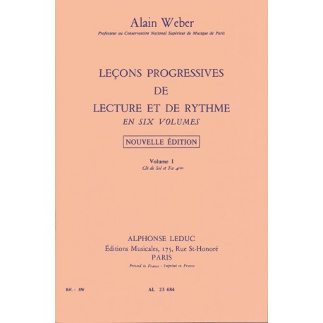 Alain Weber - Leçons Progressives de Lecture et de Rythme Vol 1 Solfege - Conducteur de poche