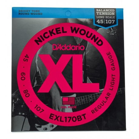 D'Addario EXL170BT - Jeu de cordes Tension Balanced 45-107 pour basse électrique