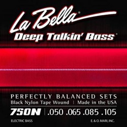 La Bella 750N - Jeu de cordes filet plat nylon noir 50-105 pour basse électrique
