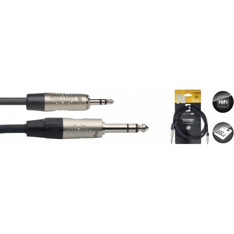 Stagg NAC3MPSPSR - Série N câble audio mini jack/jack (m/m) stéréo 3 m