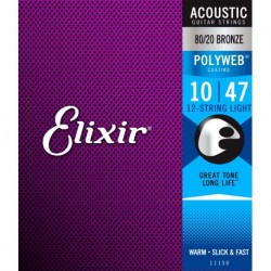 Elixir 11150 - Jeu de 12 cordes Polyweb 10-47 pour guitare acoustique