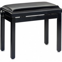 Stagg PB39 BKP SBK - Banquette de piano noir brillant avec pelote en skai noir