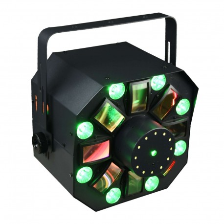 Power Lighting METEOR VIII - Jeux de lumière 4-en-1 : Multi-faisceaux,Wash, Strobe, Laser multipoints Rouge et Vert