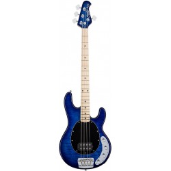 Sterling by Music Man RAY34QM-NBL-M2 - Basse electrique active Quilted Maple Neptune Blue manche érable avec housse