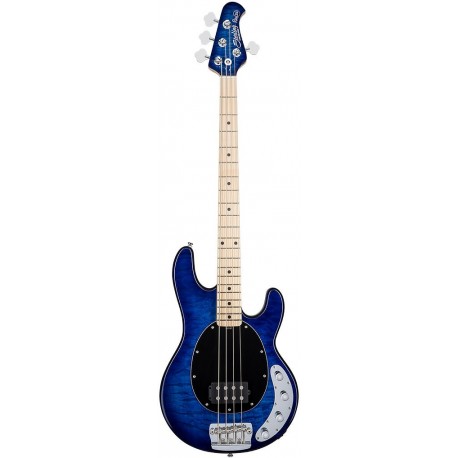 Sterling by Music Man RAY34QM-NBL-M2 - Basse electrique active Quilted Maple Neptune Blue manche érable avec housse