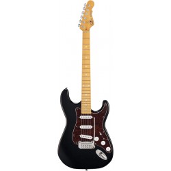 G&L TLEG-BLK-M - Guitare électrique type Stratocaster Standard Gloss Black pickguard noir manche erable