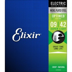 Elixir 19002 - Jeu de cordes Optiweb Super Light 09-11-16-24-32-42 pour guitare électrique