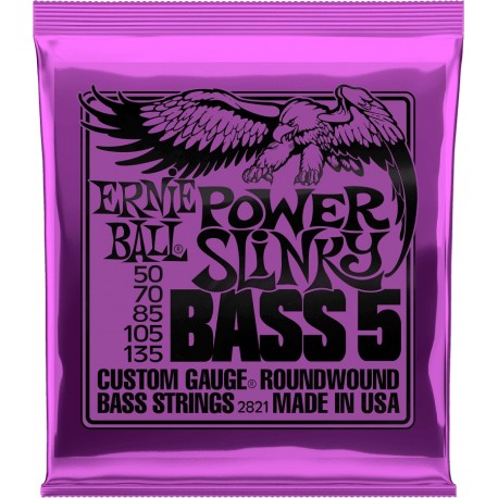 Ernie Ball 2821 - Jeu de cordes Power slinky /5c 50-70-85-105-135 pour basse électrique