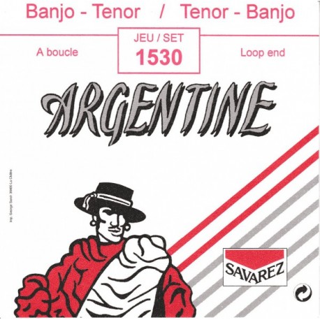 Argentine 1530 - Jeu de cordes nickel à boucle pour banjo Tenor 4 cordes