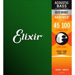 Elixir 14502 - Jeu de cordes Light 45-65-80-100 pour basse acoustique