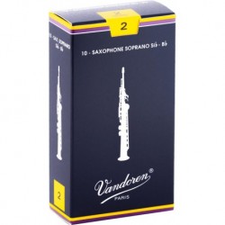 Vandoren SR202 - Boite de 10 anches traditionnelles force 2 pour saxophone soprano