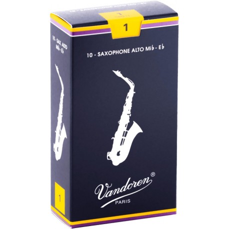 Vandoren SR211 - Boite de 10 anches traditionnelles force 1 pour saxophone alto Mib