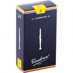 Vandoren CR112 - Boite de 10 anches traditionnelles force 2 pour clarinette Mib