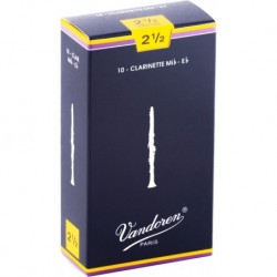 Vandoren CR1225 - Boite de 5 anches traditionnelles force 2,5 pour clarinette basse Sib