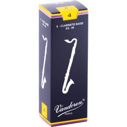 Vandoren CR124 - Boite de 5 anches traditionnelles force 4 pour clarinette basse Sib
