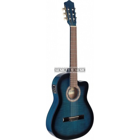 Stagg C546TCE-BLS - Guitare électro/acoustique classique cutaway avec EQ à 4 bandes