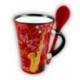 Cappuccino Mug With Spoon - Piano (Red) - Arts de la Table