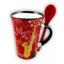 Cappuccino Mug With Spoon - Piano (Red) - Arts de la Table