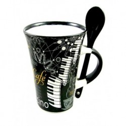Cappuccino Mug With Spoon Piano Design Black - Dessous de verres