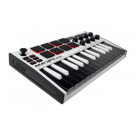 Akai Professional MPKMINI3WH - Akai MPKMINI3WH - Clavier maitre USB 25 mini notes 8 pads écran OLED finition noir blanc