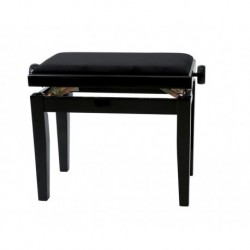 Gewa 130010 - Banquette Piano DeLuxe Noir brillant Assise noire