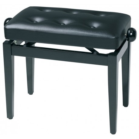 Gewa 130300 - Banquette Piano Deluxe noir brillant Assise noire imitation cuir