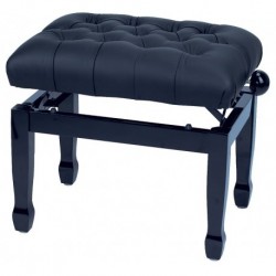 Gewa 130310 - Banquette Piano Deluxe XL Noir brillant Assise imitation cuir noire