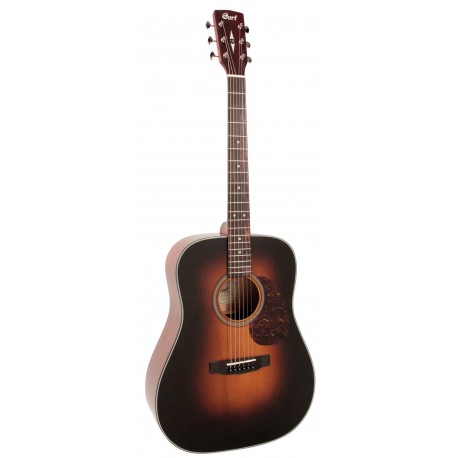 Cort E300VSB - Guitare acoustique dreadnough table épicéa Adirondack massif sunburst