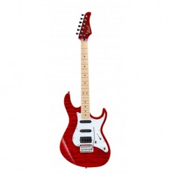 Cort G250DXTR - Guitare électrique type Ibanez HSS corps basswood rouge translucide