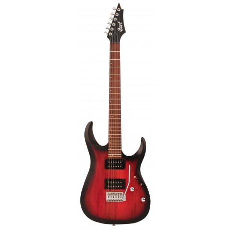 Cort X100OPBB - Guitare électrique type Ibanez corps meranti noir dégradé pores ouverts