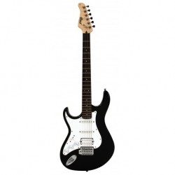 Cort G110GBK - Guitare electrique gaucher type stratocaster HSS corps peuplier noir brillant