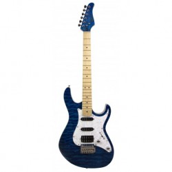 Cort G250DXTB - Guitare électrique type Ibanez HSS corps basswood bleu translucide