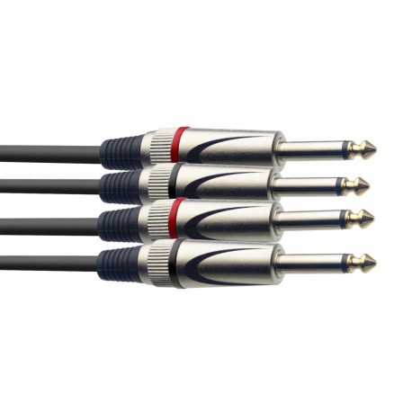 Stagg STC3P - Câble bretelle 2x Jack mono 6.35 mâle vers 2x Jack mono 6.35 male 3 mètres