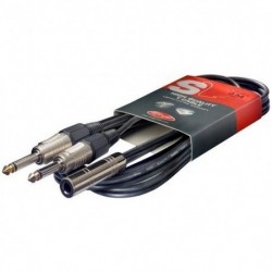 Stagg SYC050/J2P E - Câble Y Jack mono 6.35 femelle vers 2x Jack mono 6.35 mâle 50cm