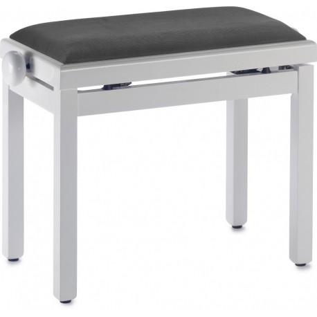 Stagg PB39 WHP VBK - Banquette de piano couleur blanc brillant avec pelote en velours noir