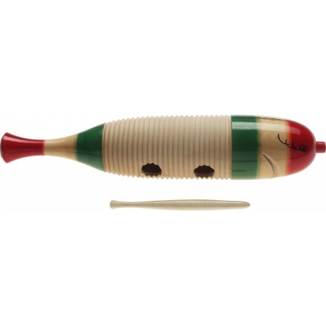 Stagg GUF-141L - Grand güiro en bois en forme de poisson avec mailloche