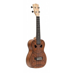 Stagg UC-TIKI MENA - Ukulélé concert avec table en sapelli série Tiki finition Mena avec housse en nylon noir