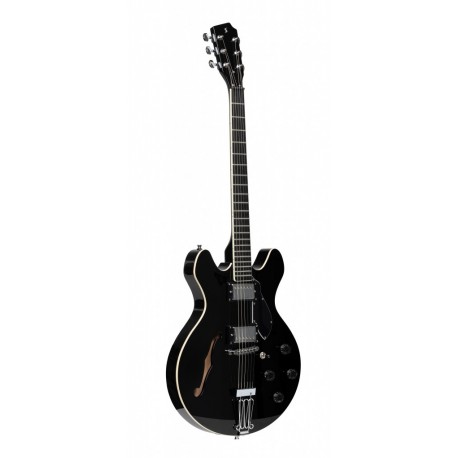 Stagg SVY 533 BK - Guitare électrique série Silveray modèle DC avec corps en acajou massif et double pan coupé