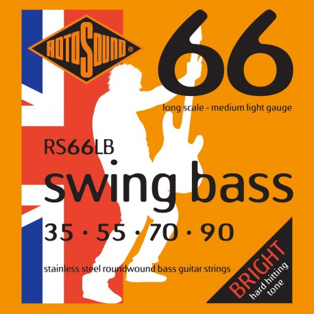 Rotosound ROTRS66LB - Jeu de cordes Swing Bass 66 Rs66Lb Stainless Steel 35-90 pour basse électrique