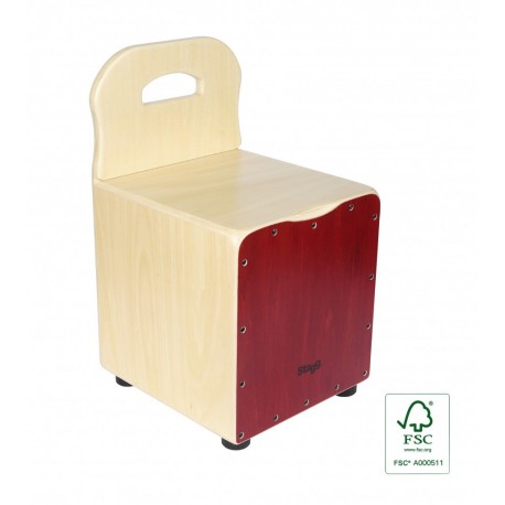 Stagg CAJ-KID-RD - Cajón pour enfant avec dossier EasyGo en tilleul plaque de frappe rouge