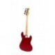 Prodipe Guitars JB80 LH RA CAR - Guitare basse 4 cordes Candy RED gaucher