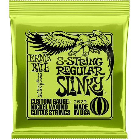 Ernie Ball 2629 - Jeu de 8 cordes regular Slinky 10-74 pour guitare électrique
