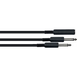 Yellow Cable B2M - Cable Y adaptateur 10cm 2x jacks 6.35 mono mâle vers 1x jack 6.35 mono femelle