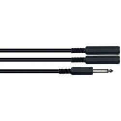 Yellow Cable B2F - Cable Y adaptateur 10cm 2x jacks 6.35 mono femelle vers 1x jack 6.35 mono mâle