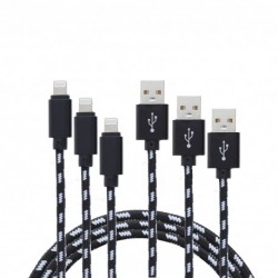 Yourban PACK 3 LIGHTING-USB BL - Pack de 3 Câbles USB-A vers Lightning 1m, 2m et 3m tresse nylon