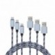 Yourban PACK 3 USB A-MICRO USB BL - Pack de 3 Câbles USB-A vers Micro USB-B 1m, 2m et 3m tresse nylon