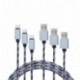 Yourban PACK 3 USB A-MICRO USB BL - Pack de 3 Câbles USB-A vers Micro USB-B 1m, 2m et 3m tresse nylon