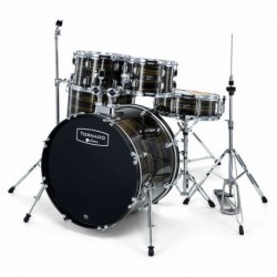 Mapex TND5044TCFJ - Batterie acoustique Tornado Fusion 20” 5 fûts Wood Grain Brown avec siège et cymbales